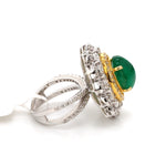 Load image into Gallery viewer, Natural Emerald Oval Cut with Fancy &amp; Round Diamond 18k Gold Ring JL AU AIS0423   Jewelove
