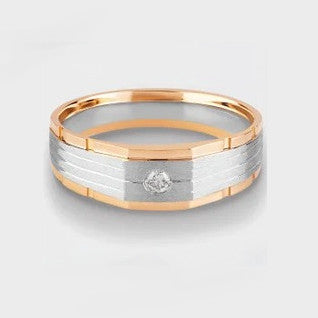 Single Diamond Platinum Rose Gold Ring for Men JL PT 1117