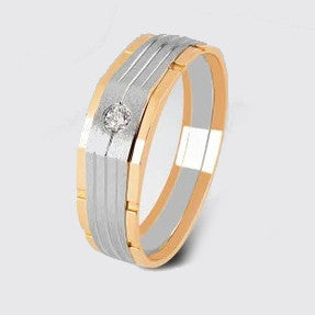 Single Diamond Platinum Rose Gold Ring for Men JL PT 1117