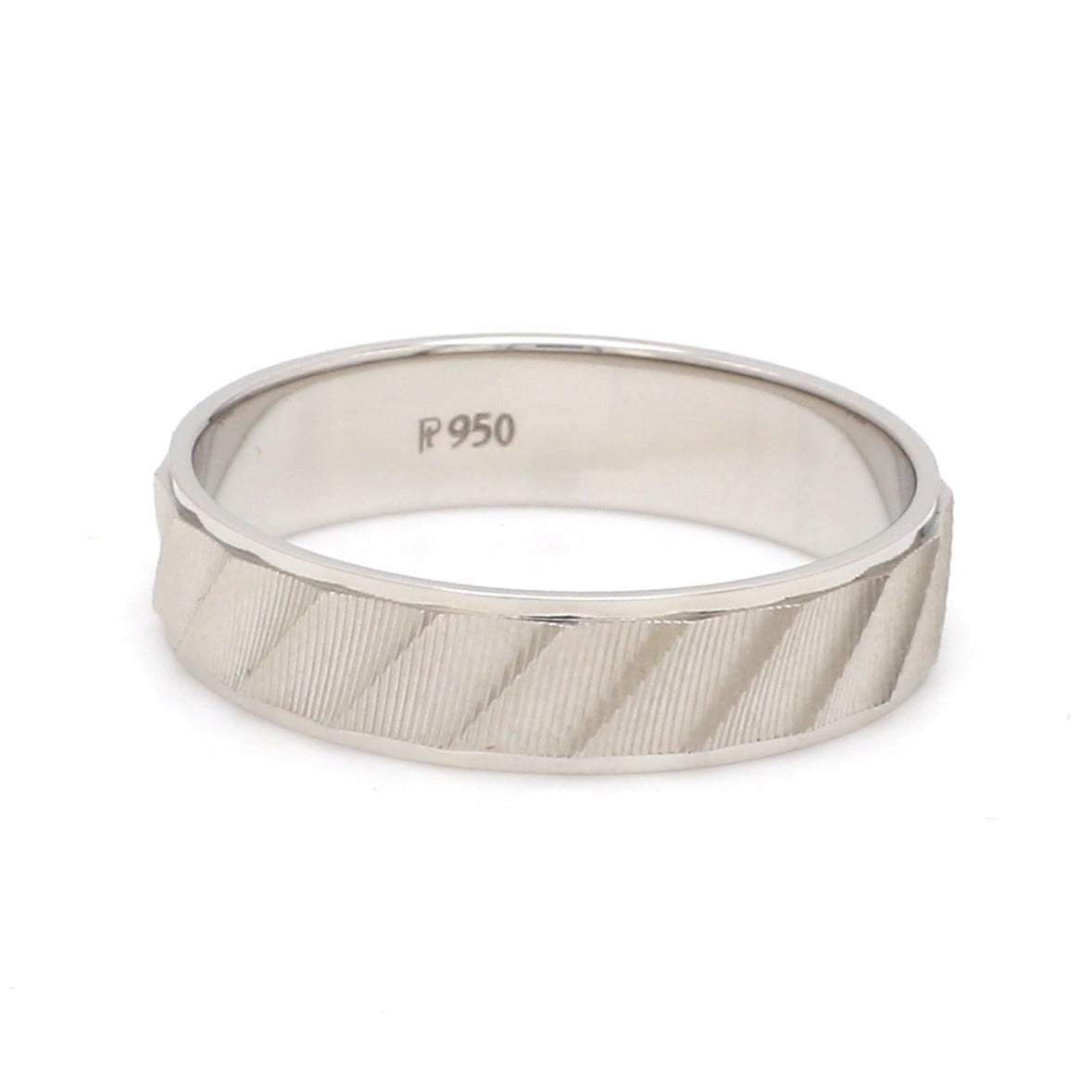 Designer Plain Platinum Love Bands with Unique Slanting Texture JL PT 1108   Jewelove.US