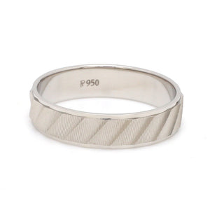 Designer Plain Platinum Love Bands with Unique Slanting Texture JL PT 1108   Jewelove.US