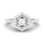 Load image into Gallery viewer, Designer 20-Pointer Hexagonal Platinum Solitaire Ring with Diamond Accents JL PT 981   Jewelove.US
