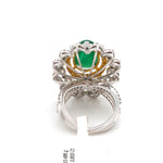 Load image into Gallery viewer, Natural Emerald Oval Cut with Fancy &amp; Round Diamond 18k Gold Ring JL AU AIS0423   Jewelove
