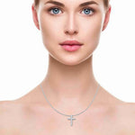 Load image into Gallery viewer, Platinum Cross Pendant with Diamonds for Women JL PT P PF RD 100   Jewelove.US
