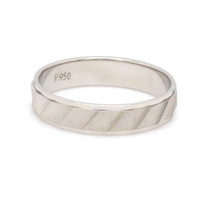 Designer Plain Platinum Love Bands with Unique Slanting Texture JL PT 1108   Jewelove.US