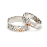 Load and play video in Gallery viewer, Customised Platinum &amp; Rose Gold Couple Rings with Single Diamonds
