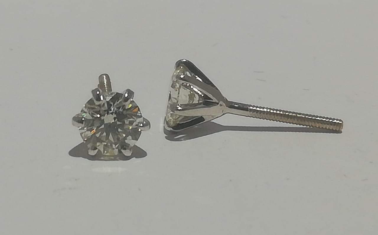 80 pointer Solitaire Diamond Earrings in Platinum SJ PTO E 157