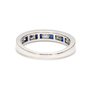 Platinum Blue Sapphire Diamond Princess Cut Wedding Ring JL PT 1012   Jewelove