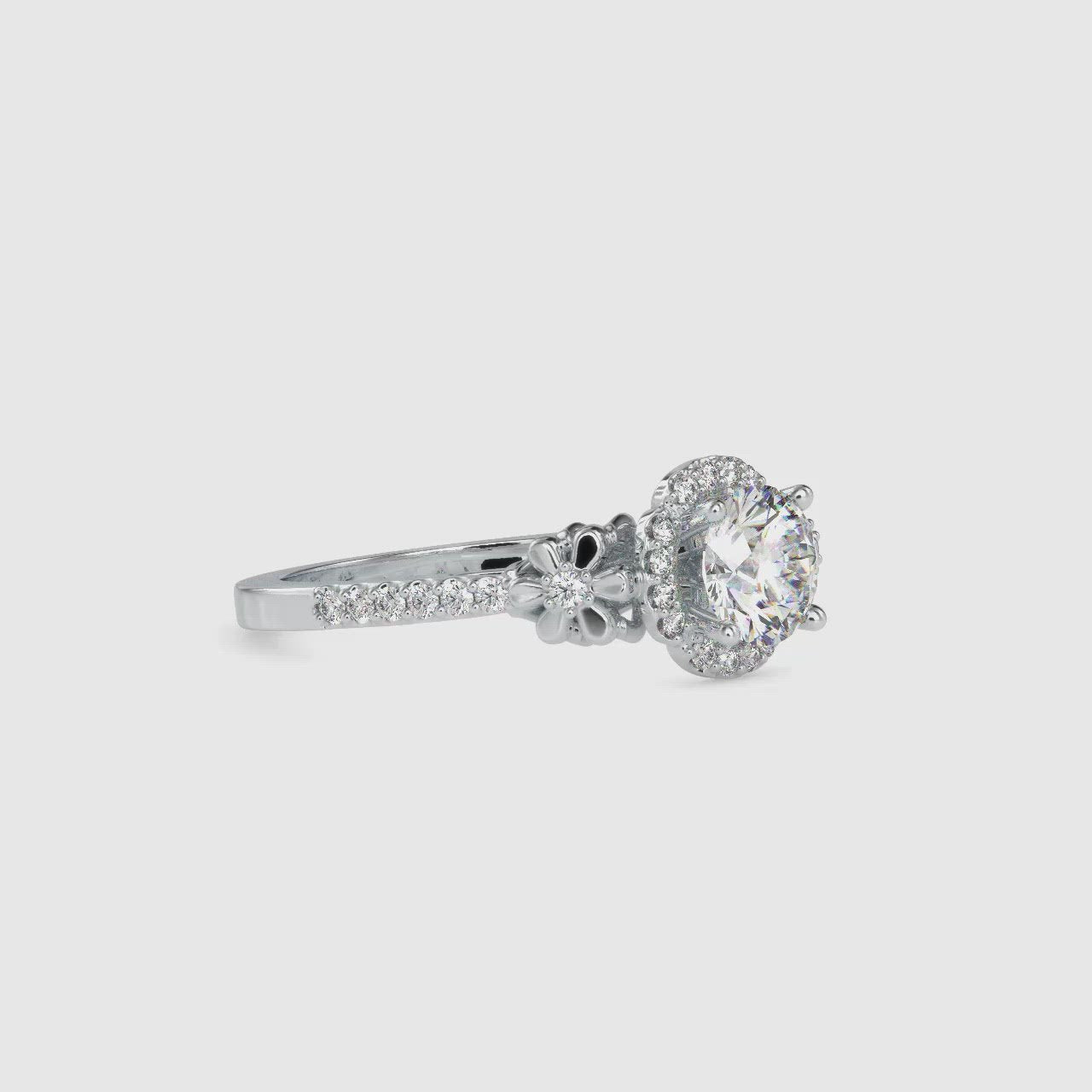 0.70cts. Solitaire Platinum Halo Diamond Shank Engagement Ring JL PT 0047