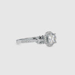 Load and play video in Gallery viewer, 0.70cts. Solitaire Platinum Halo Diamond Shank Engagement Ring JL PT 0047
