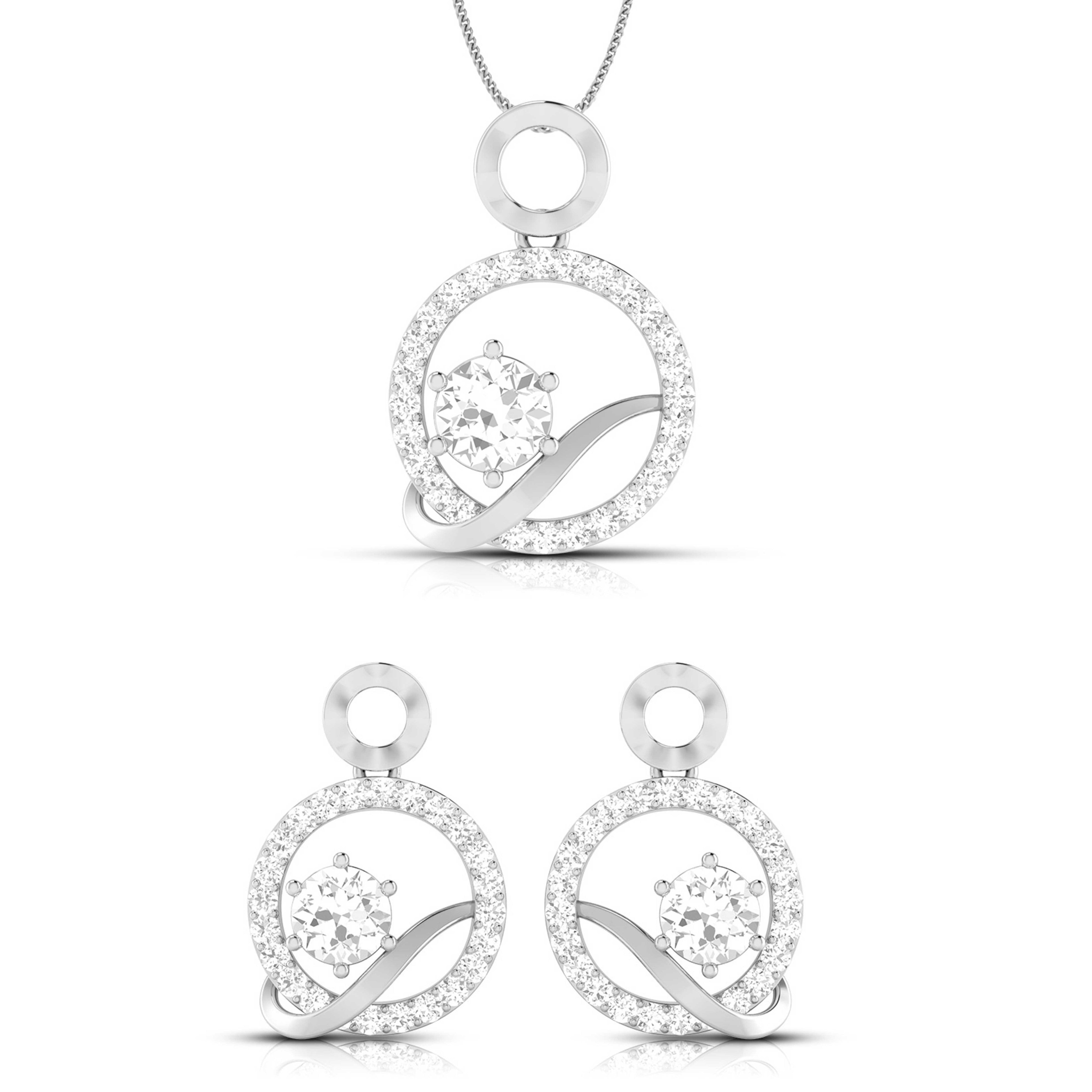 Designer Platinum with Diamond Solitaire Pendant Set for Women JL PT PE 76F