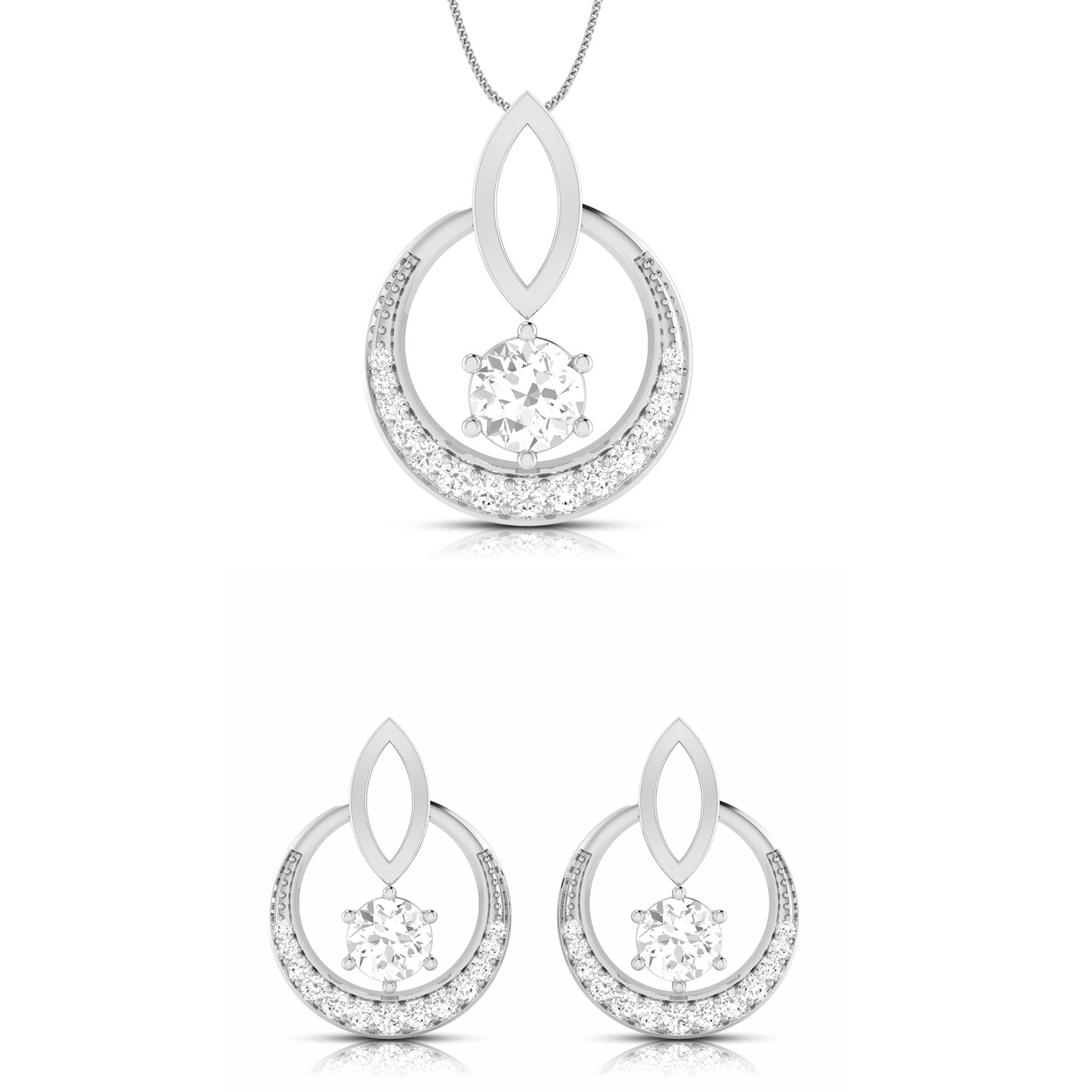 Designer Platinum with Diamond Solitaire Pendant Set for Women JL PT PE 76G