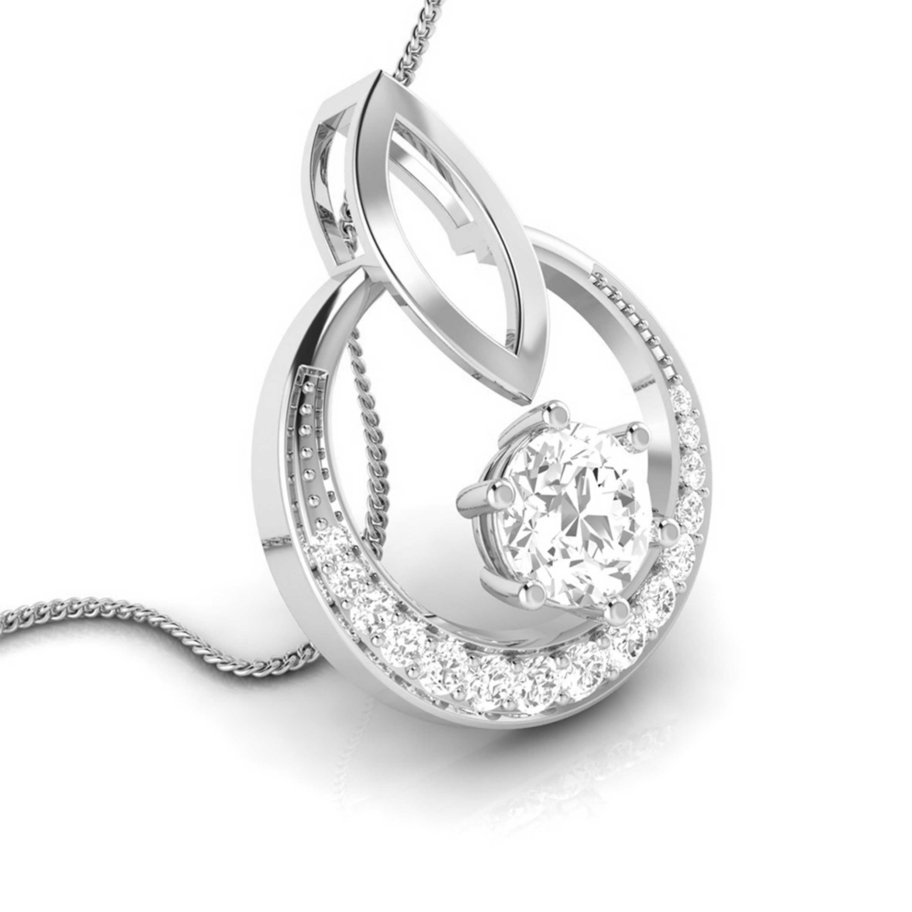 Designer Platinum with Diamond Solitaire Pendant Set for Women JL PT PE 76G