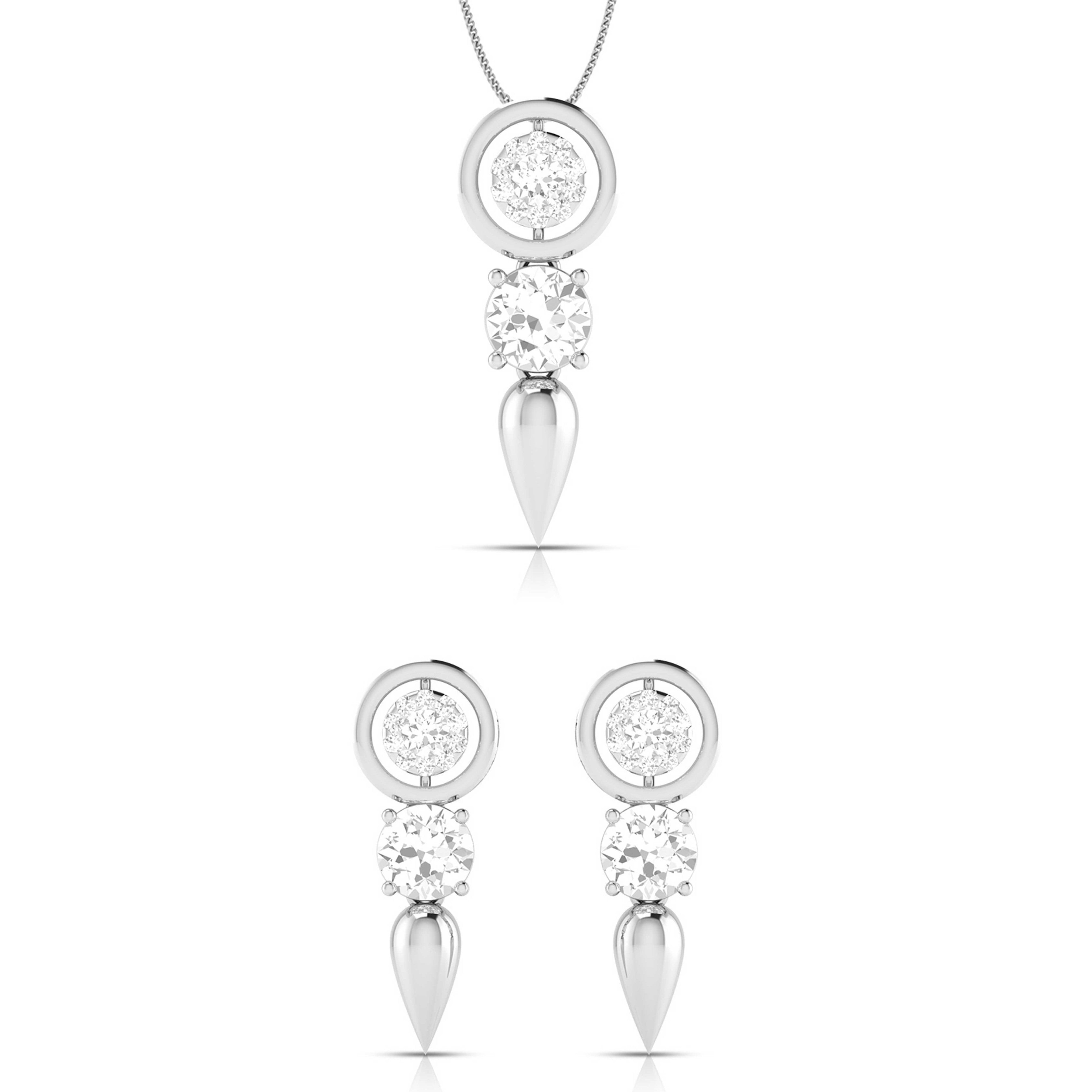 Designer Platinum with Diamond Solitaire Pendant Set JL PT PE 78E