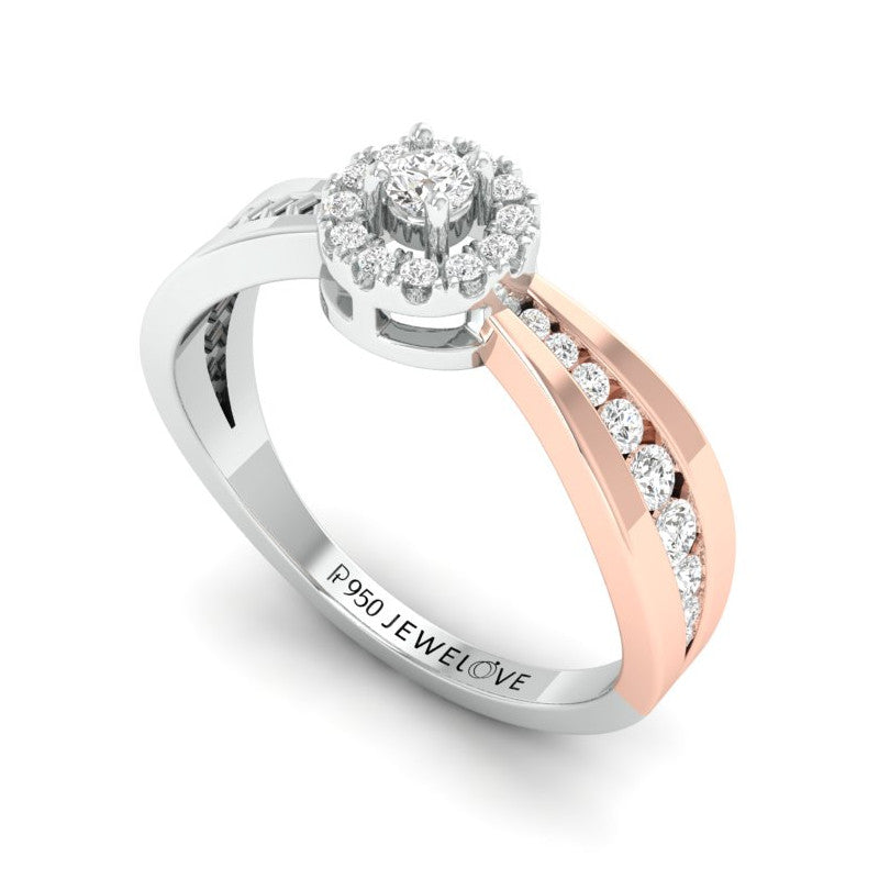 6mm Two Tone Mens Wedding Band in Rose Gold with Platinum Inlay