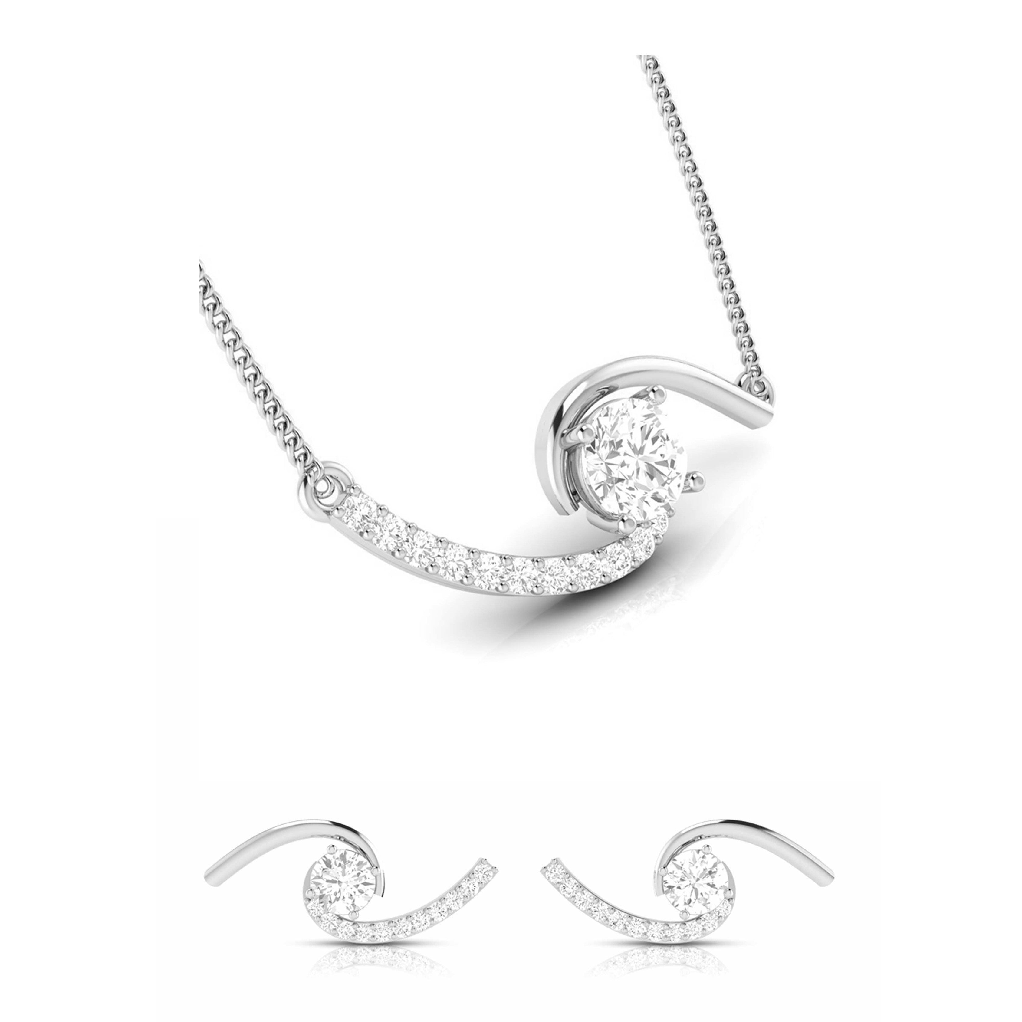 Designer Platinum with Diamond Solitaire Pendant Set JL PT PE 79B