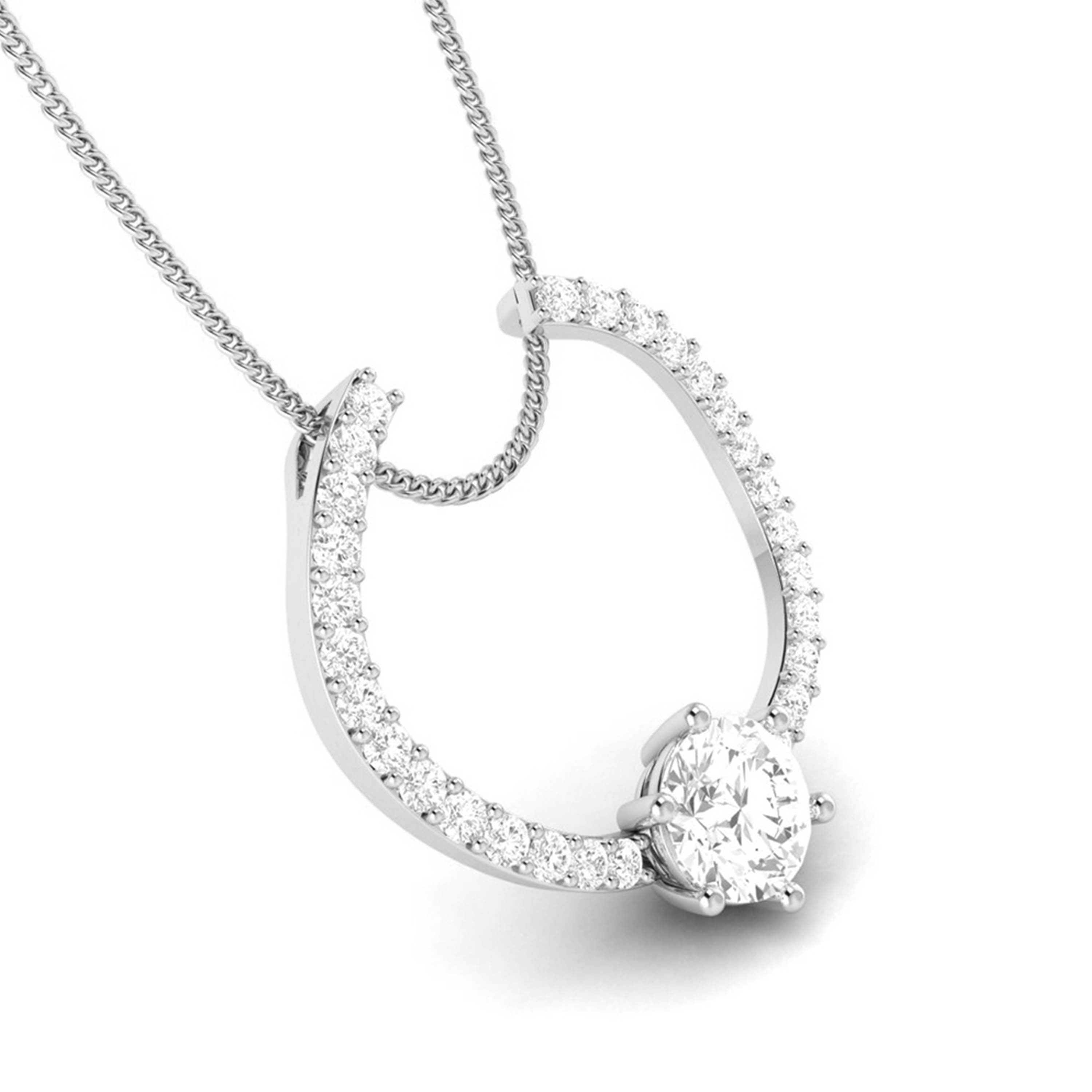 Designer Platinum with Diamond Solitaire Pendant Set JL PT PE 79F