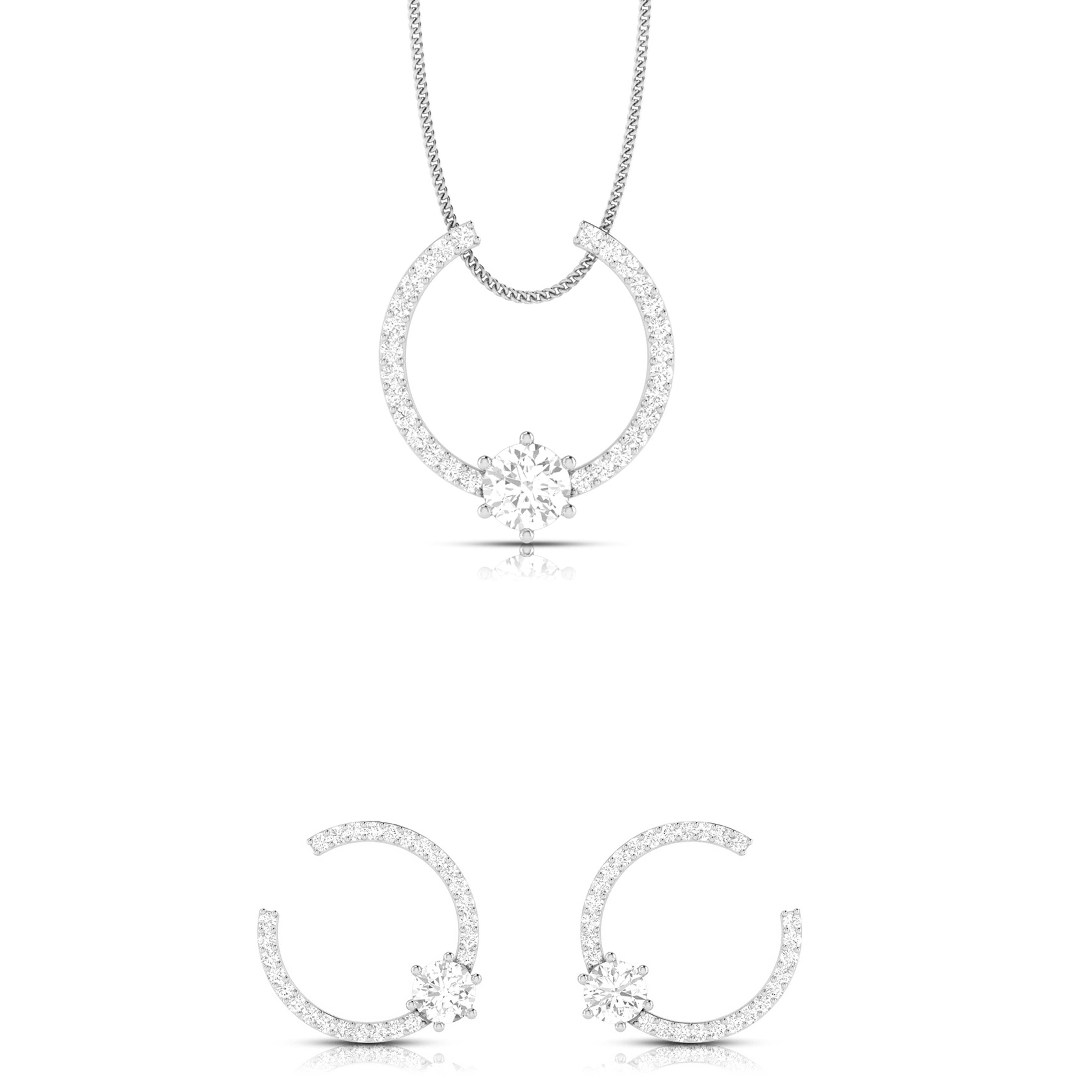 Designer Platinum with Diamond Solitaire Pendant Set JL PT PE 79F