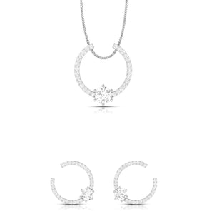 Designer Platinum with Diamond Solitaire Pendant Set JL PT PE 79F
