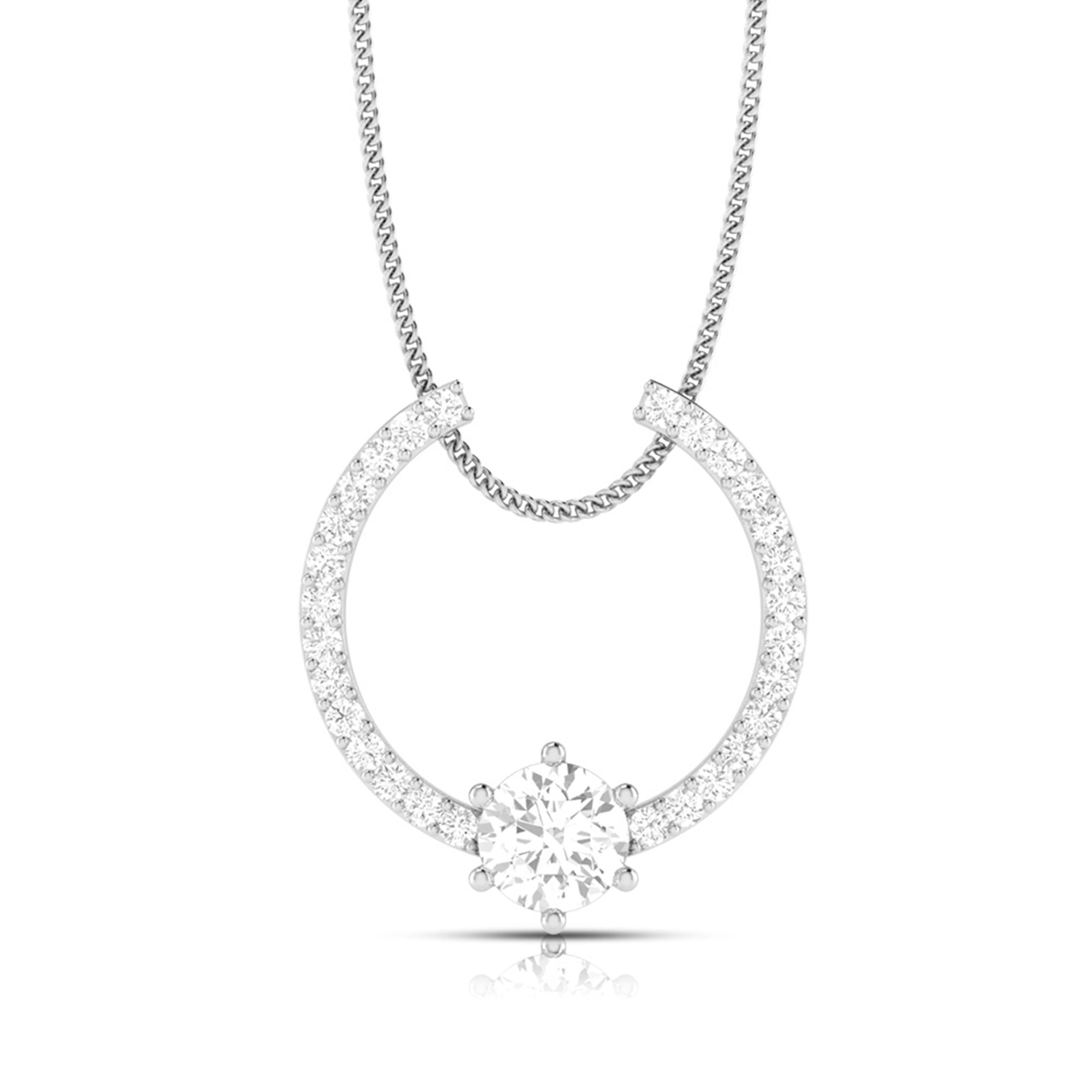 Designer Platinum with Diamond Solitaire Pendant Set JL PT PE 79F