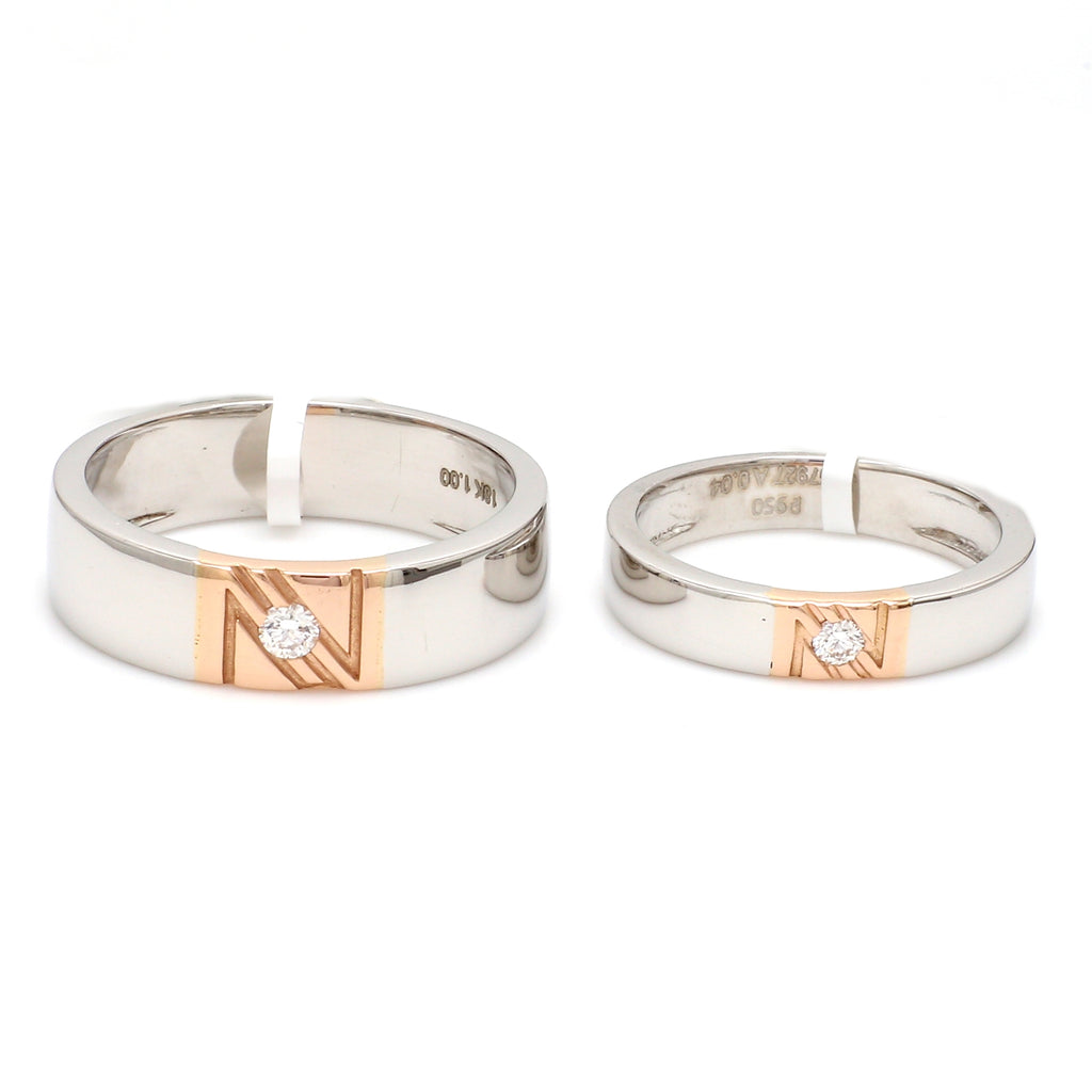 Designer Diamond Platinum Rose Gold Couple Rings JL PT 1133  Both Jewelove.US