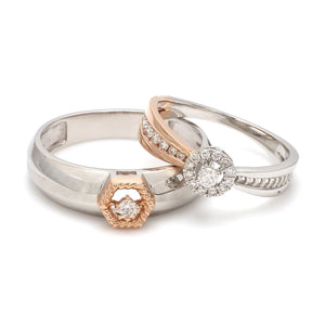 Platinum & Rose Gold Couple Rings with Diamonds JL PT 998-RG  Both Jewelove