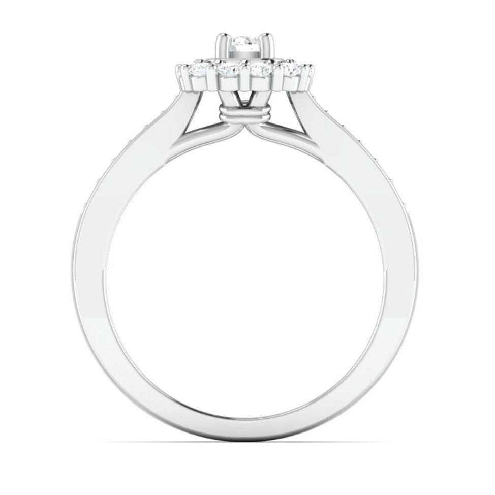 Designer 20-Pointer Square Halo Platinum Solitaire Ring for Women JL PT 980   Jewelove.US