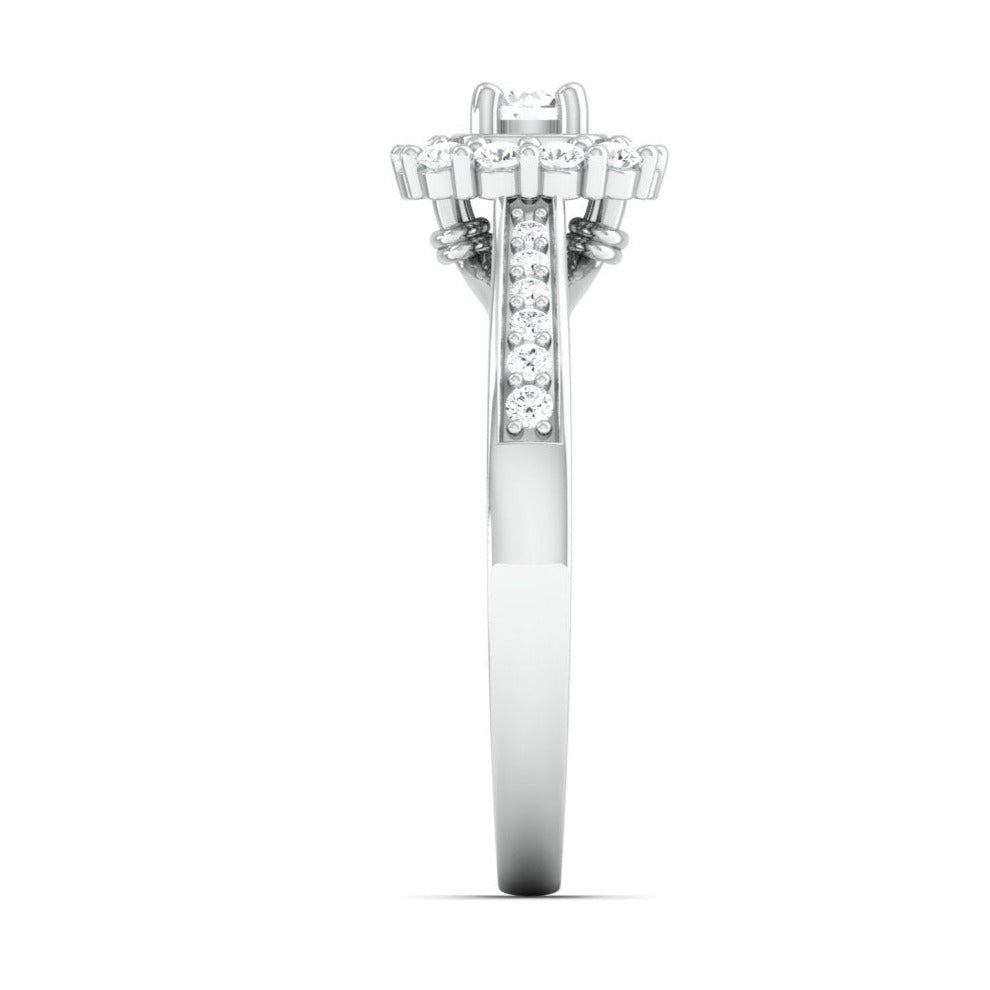 Designer 20-Pointer Square Halo Platinum Solitaire Ring for Women JL PT 980   Jewelove.US