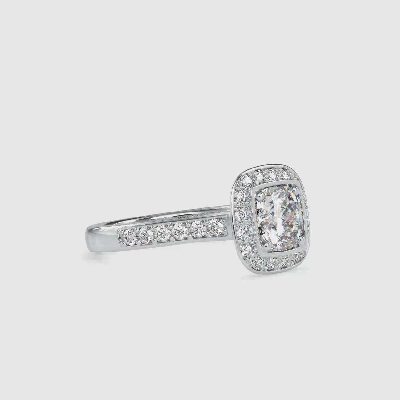 0.50cts. Cushion Cut Solitaire Platinum Halo Diamond Engagement Ring JL PT 0076