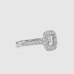 Load and play video in Gallery viewer, 0.50cts. Cushion Cut Solitaire Platinum Halo Diamond Engagement Ring JL PT 0076
