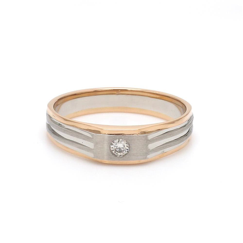 Platinum & Rose Gold Fusion Single Diamond Ring for Men JL PT 997