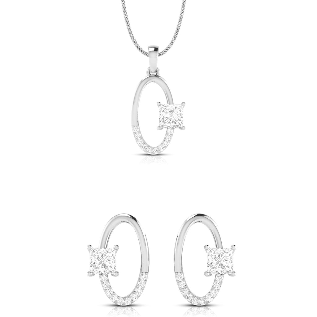 Designer Platinum Princes Cut Solitaire Pendant Set for Women JL PT PE 82F  Pendant-Set Jewelove.US