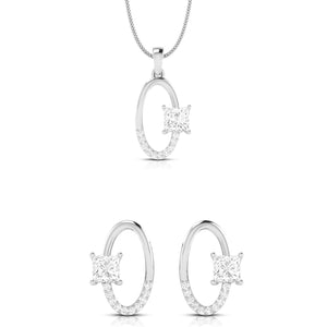 Designer Platinum Princes Cut Solitaire Pendant Set for Women JL PT PE 82F  Pendant-Set Jewelove.US