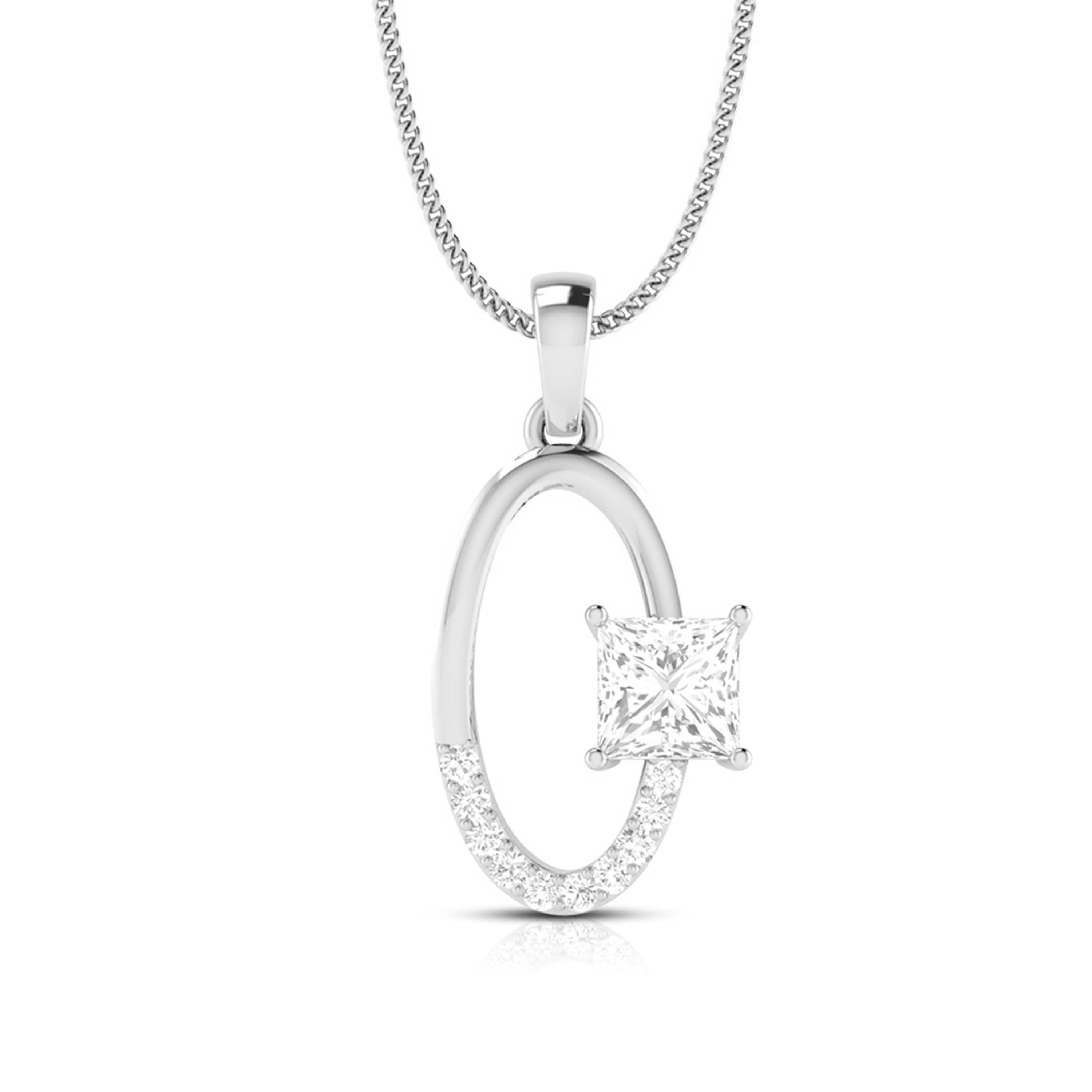 Designer Platinum Princes Cut Solitaire Pendant Set for Women JL PT PE 82F  Pendant Jewelove.US