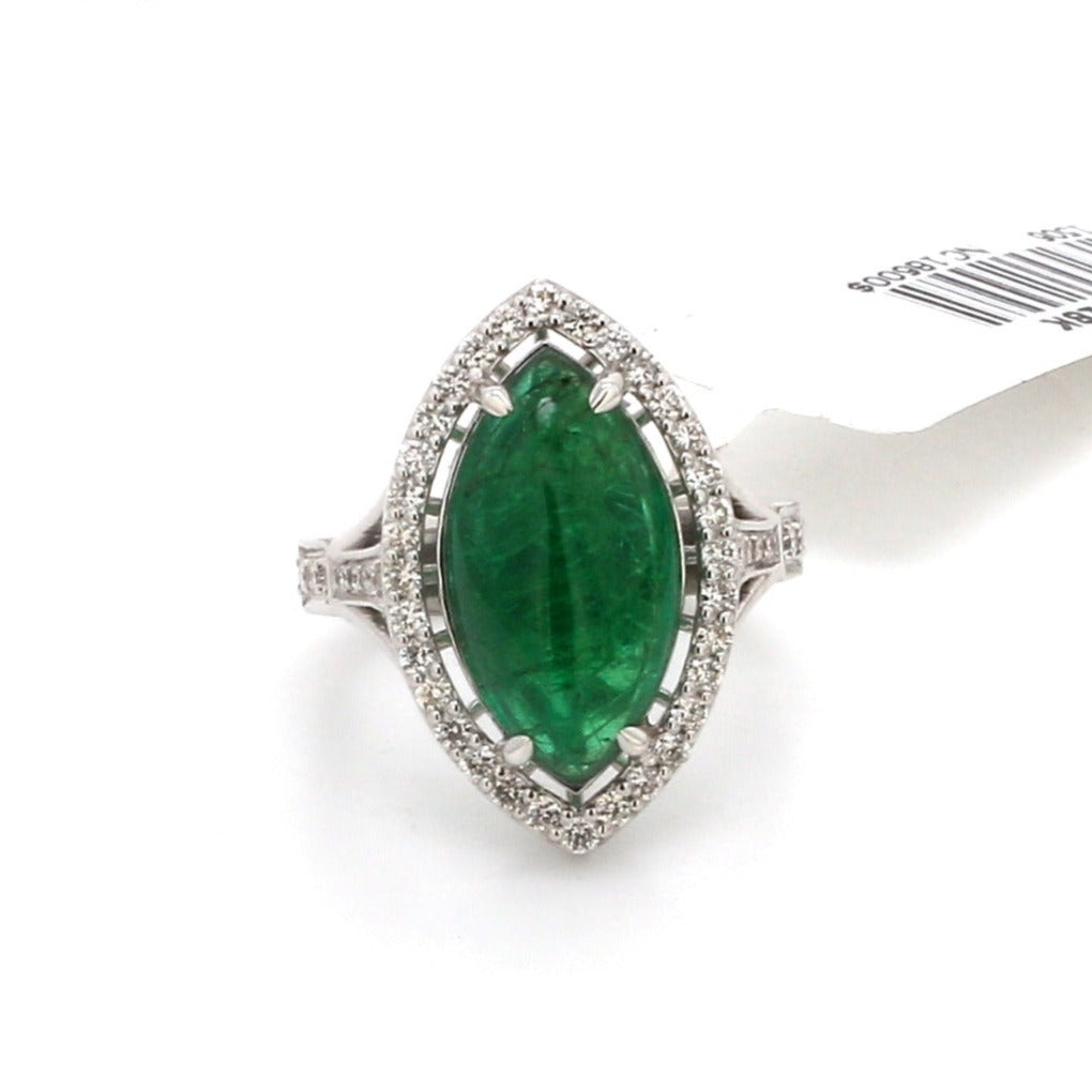 Natural Emerald Marquise Cut with Diamond 18k Gold Ring JL AU AIS0424   Jewelove