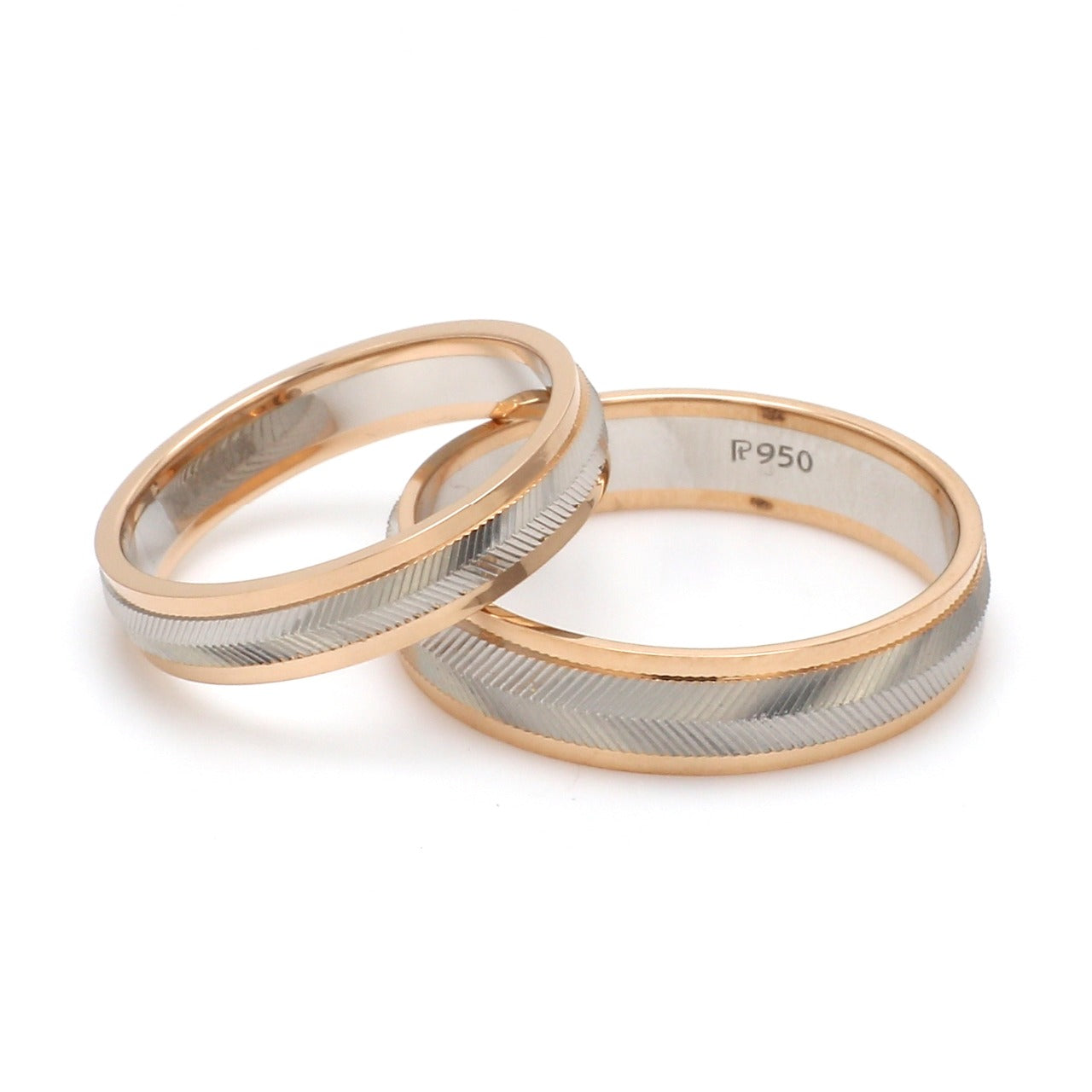 Unisex Platinum & Rose Gold Couple Love Band Rings JL PT 1124   Jewelove.US