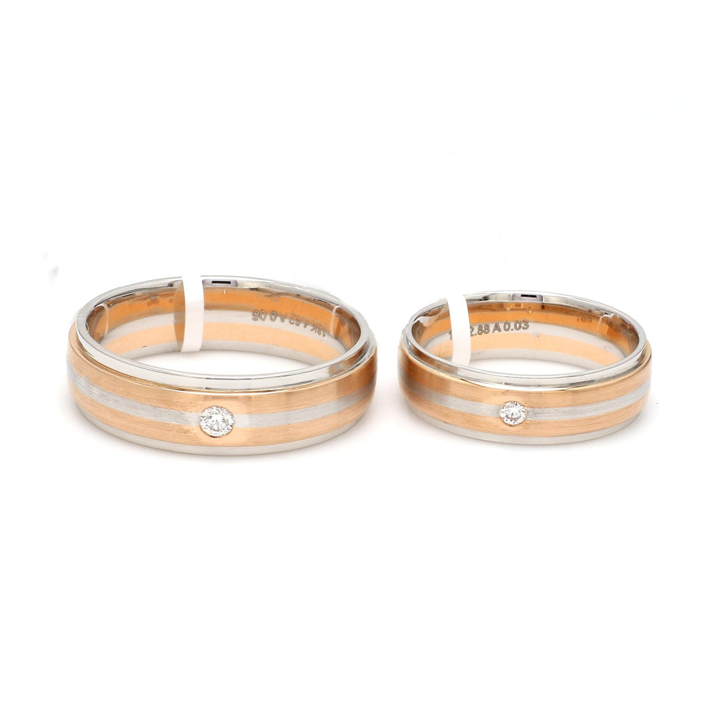Designer Platinum Rose Gold Couple Rings with Diamonds JL PT 1134   Jewelove.US