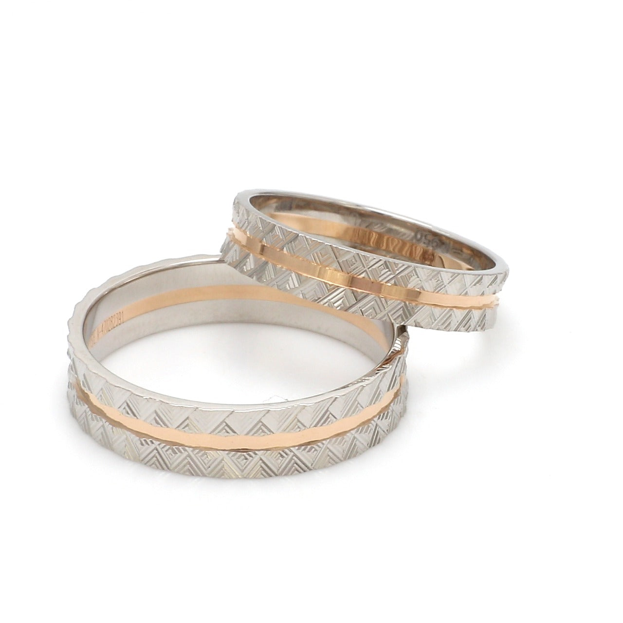 Designer Unisex Platinum & Rose Gold Couple Rings JL PT 1120   Jewelove.US