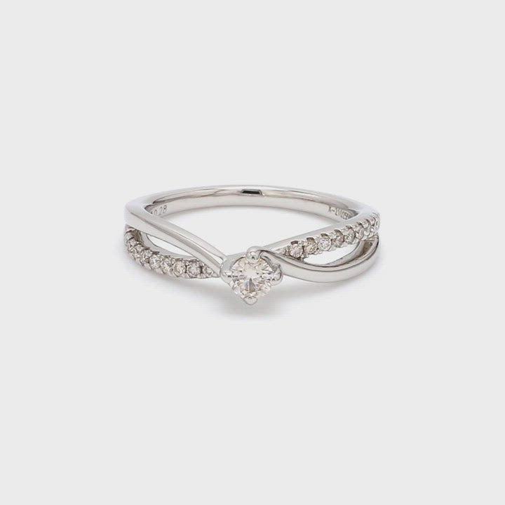 15-Pointer Platinum Solitaire Ring with a Twist JL PT 675