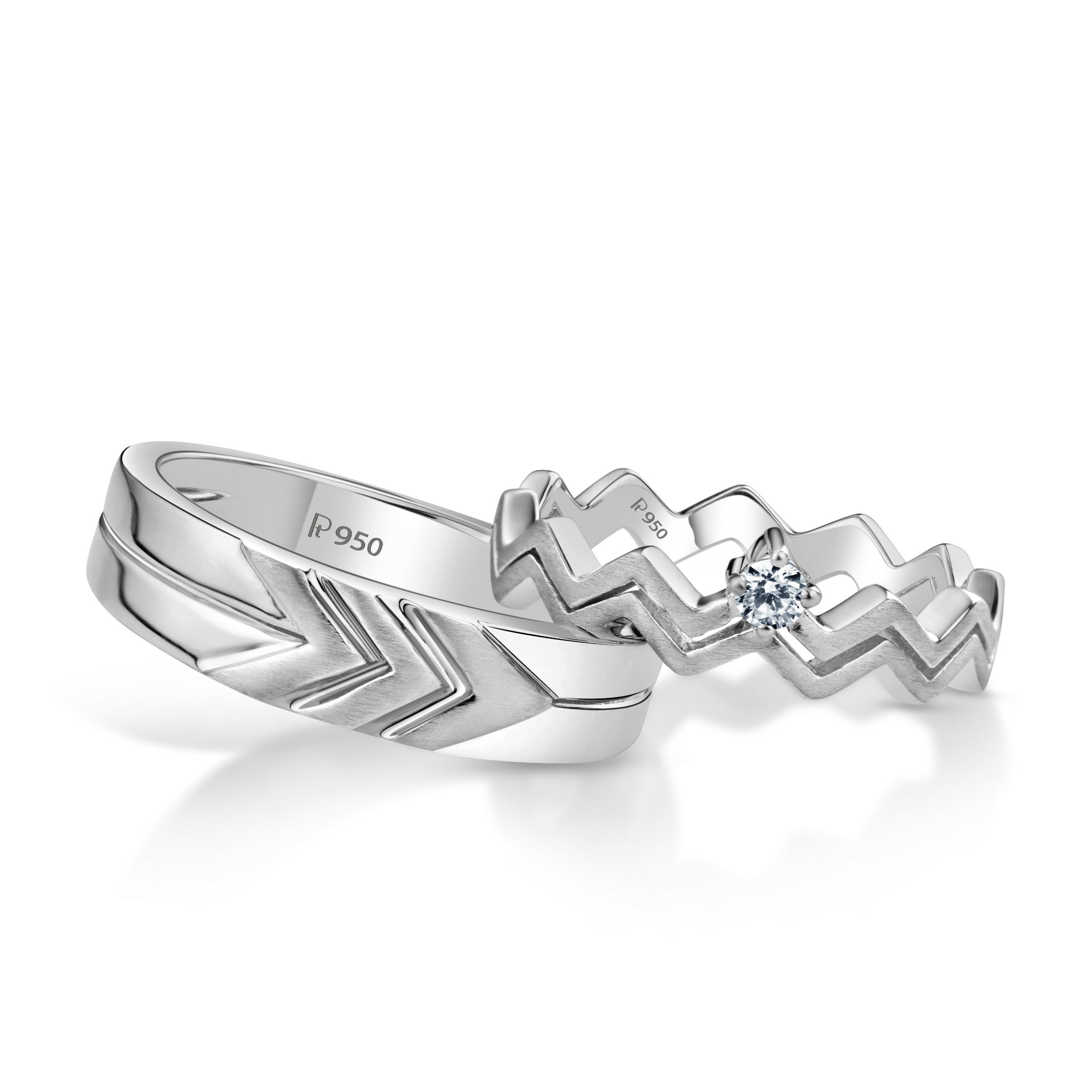 Platinum Diamonds Couple Ring JL PT 1049   Jewelove