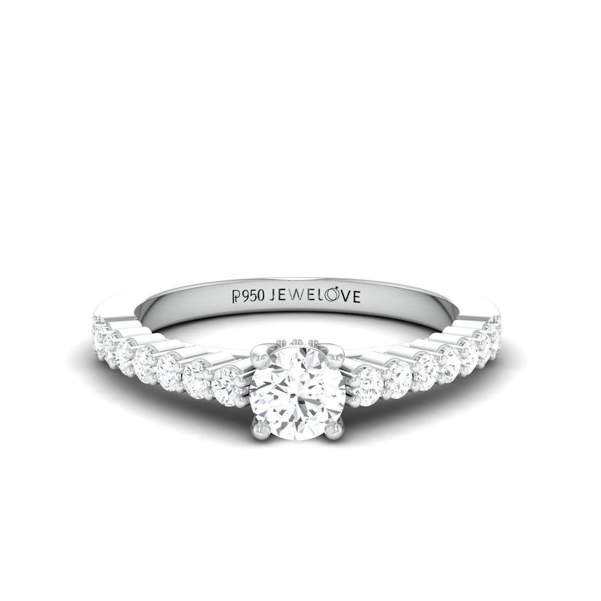 30-Pointer Platinum Engagement Solitaire Ring with Diamond Accents JL PT 674   Jewelove.US