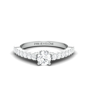 30-Pointer Platinum Engagement Solitaire Ring with Diamond Accents JL PT 674