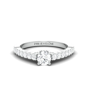 30-Pointer Platinum Engagement Solitaire Ring with Diamond Accents JL PT 674   Jewelove.US