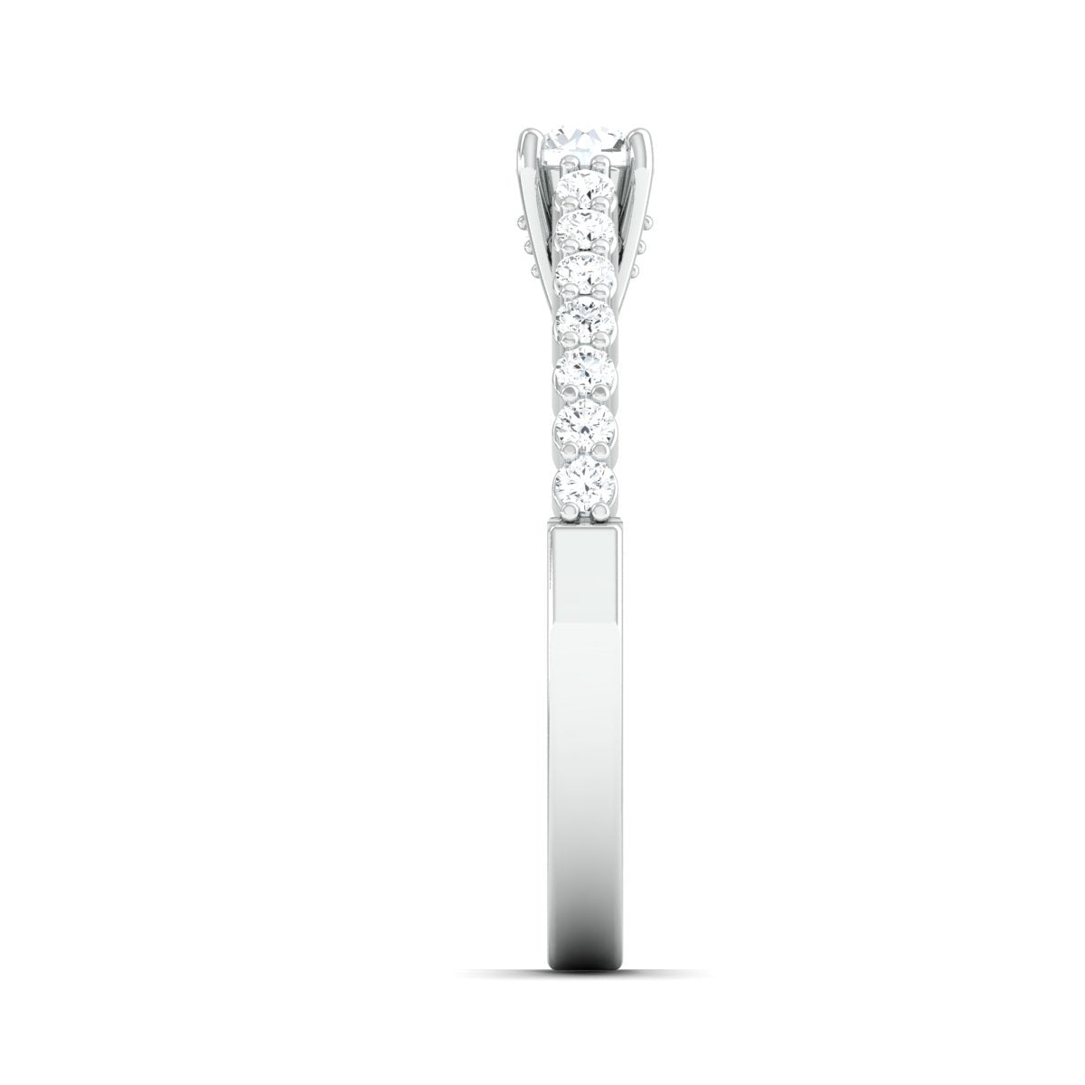 30-Pointer Platinum Engagement Solitaire Ring with Diamond Accents JL PT 674
