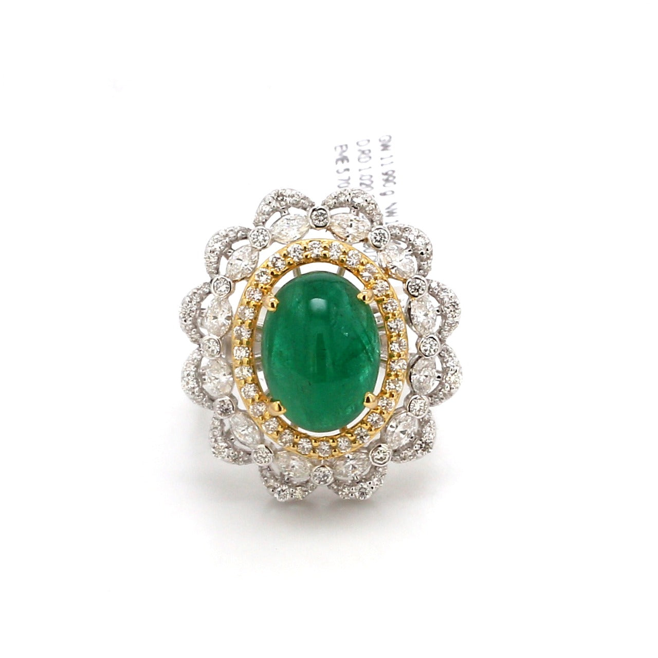 Natural Emerald Oval Cut with Fancy & Round Diamond 18k Gold Ring JL AU AIS0423   Jewelove