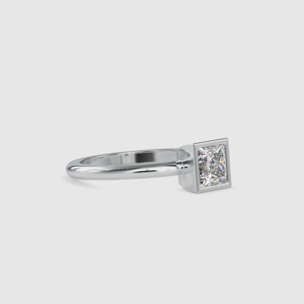 0.50cts. Princess Cut Diamond Platinum Solitaire Engagement Ring JL PT 0077