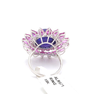 Designer Tanzanite Gold Ring with Pink Sapphire & Rose Cut Diamonds for Women JL AU ALR671   Jewelove