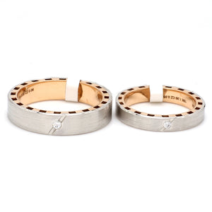 Designer Diamond Platinum Rose Gold Couple Rings JL PT 1135