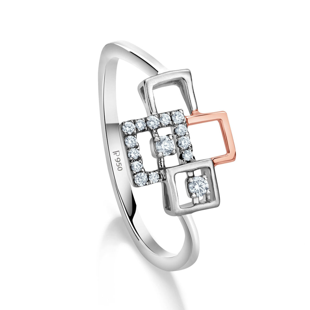 Platinum Rose Gold & Diamonds Ring for Women JL PT 1046   Jewelove