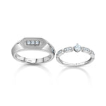 Load image into Gallery viewer, Designer Platinum Love Bands with Diamonds JL PT 1062  Both Jewelove.US
